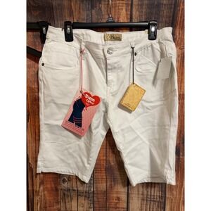 Hybrid Company Women White Bum Lifter Bermuda Denim Shorts Size 15 B43301-AM NWT